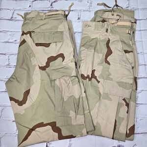 Military Issue USA Lot Of 2‎ Color Desert Camo Cargo Pants Mens Sz Medium Long